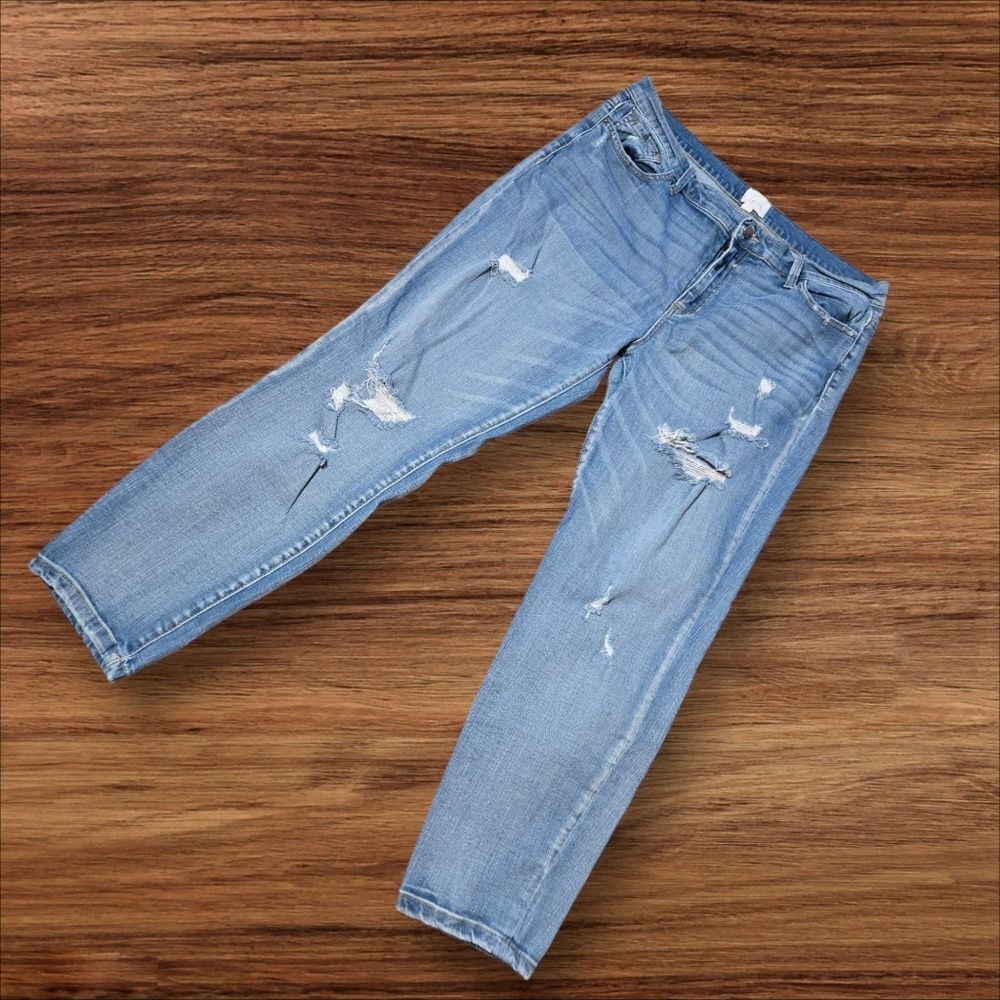id.23 Distressed Blue Denim Straight Leg Stretch Jeans Plus Size